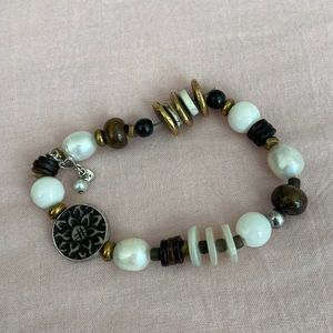 SILPADA pearl brass silver onyx tigers eye bracelet